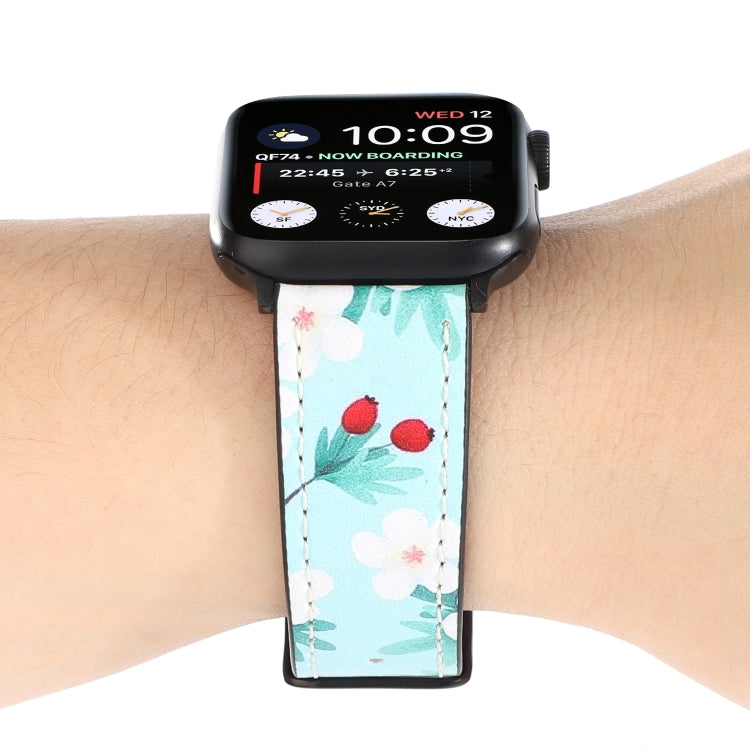 Printed Leather Watch Band For Apple Watch Ultra 49mm&Watch Ultra 2 49mm / Series 9&8&7 45mm / SE 3&SE 2&6&SE&5&4 44mm / 3&2&1 42mm(N) by bashfashion