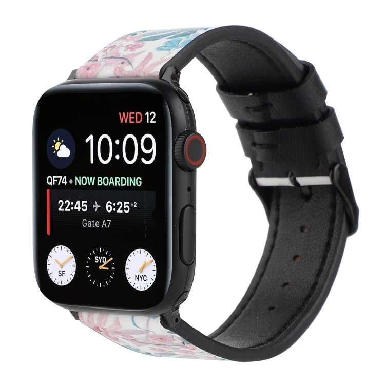 Printed Leather Watch Band For Apple Watch Series 9&8&7 41mm / SE 3&SE 2&6&SE&5&4 40mm / 3&2&1 38mm(A) by bashfashion