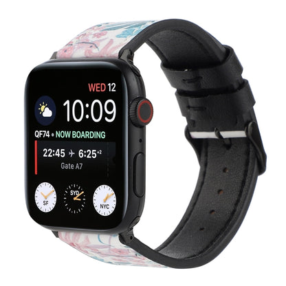 Printed Leather Watch Band For Apple Watch Series 9&8&7 41mm / SE 3&SE 2&6&SE&5&4 40mm / 3&2&1 38mm(A) by bashfashion