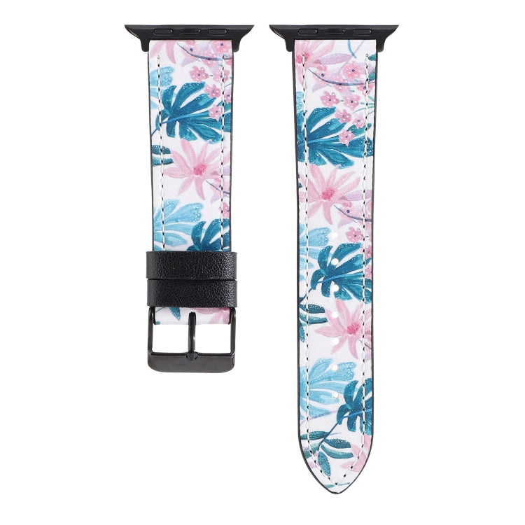Printed Leather Watch Band For Apple Watch Series 9&8&7 41mm / SE 3&SE 2&6&SE&5&4 40mm / 3&2&1 38mm(A) by bashfashion