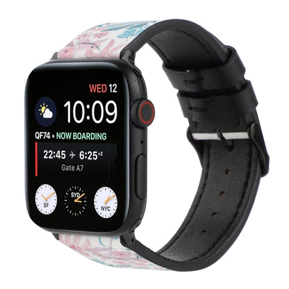 Printed Leather Watch Band For Apple Watch Series 9&8&7 41mm / SE 3&SE 2&6&SE&5&4 40mm / 3&2&1 38mm(A) by bashfashion