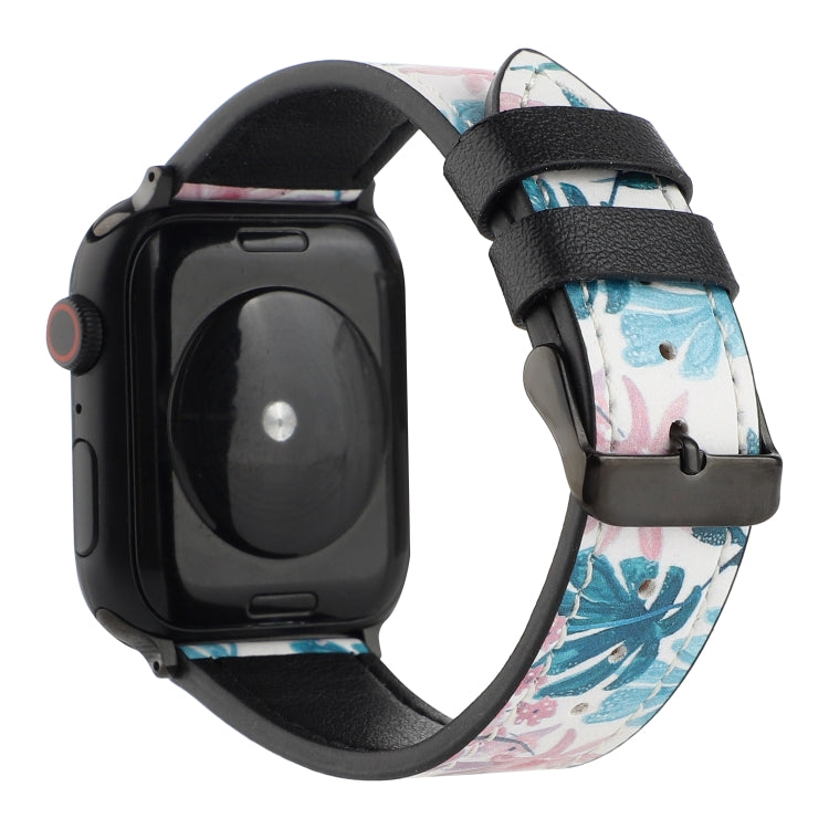 Printed Leather Watch Band For Apple Watch Series 9&8&7 41mm / SE 3&SE 2&6&SE&5&4 40mm / 3&2&1 38mm(A) by bashfashion