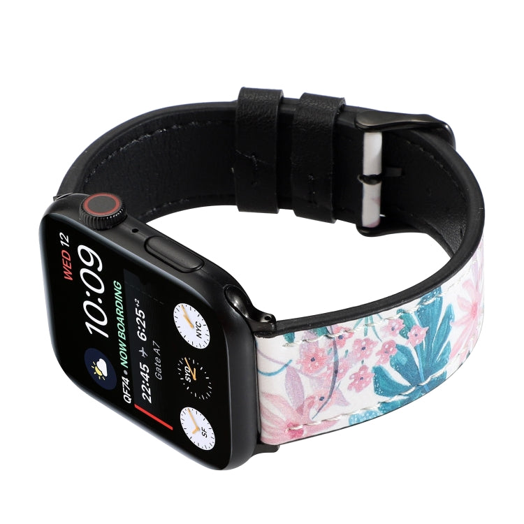 Printed Leather Watch Band For Apple Watch Series 9&8&7 41mm / SE 3&SE 2&6&SE&5&4 40mm / 3&2&1 38mm(A) by bashfashion