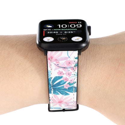 Printed Leather Watch Band For Apple Watch Series 9&8&7 41mm / SE 3&SE 2&6&SE&5&4 40mm / 3&2&1 38mm(A) by bashfashion
