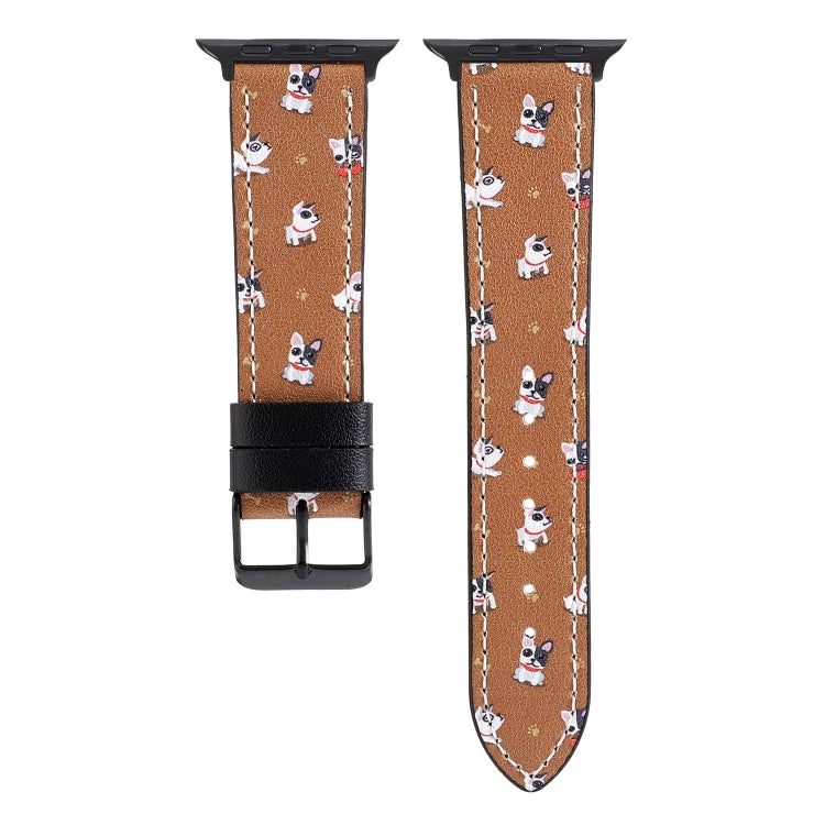 Printed Leather Watch Band For Apple Watch Series 9&8&7 41mm / SE 3&SE 2&6&SE&5&4 40mm / 3&2&1 38mm(B) by bashfashion