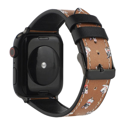 Printed Leather Watch Band For Apple Watch Series 9&8&7 41mm / SE 3&SE 2&6&SE&5&4 40mm / 3&2&1 38mm(B) by bashfashion
