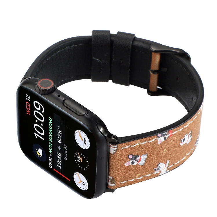 Printed Leather Watch Band For Apple Watch Series 9&8&7 41mm / SE 3&SE 2&6&SE&5&4 40mm / 3&2&1 38mm(B) by bashfashion