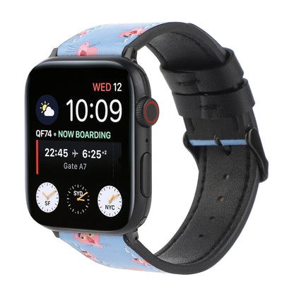 Printed Leather Watch Band For Apple Watch Series 9&8&7 41mm / SE 3&SE 2&6&SE&5&4 40mm / 3&2&1 38mm(D) by bashfashion