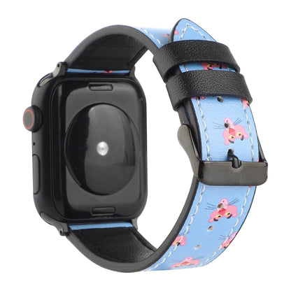 Printed Leather Watch Band For Apple Watch Series 9&8&7 41mm / SE 3&SE 2&6&SE&5&4 40mm / 3&2&1 38mm(D) by bashfashion