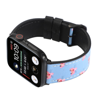 Printed Leather Watch Band For Apple Watch Series 9&8&7 41mm / SE 3&SE 2&6&SE&5&4 40mm / 3&2&1 38mm(D) by bashfashion