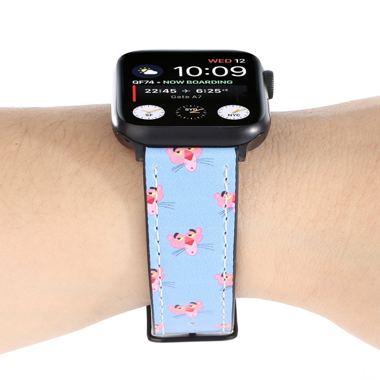 Printed Leather Watch Band For Apple Watch Series 9&8&7 41mm / SE 3&SE 2&6&SE&5&4 40mm / 3&2&1 38mm(D) by bashfashion