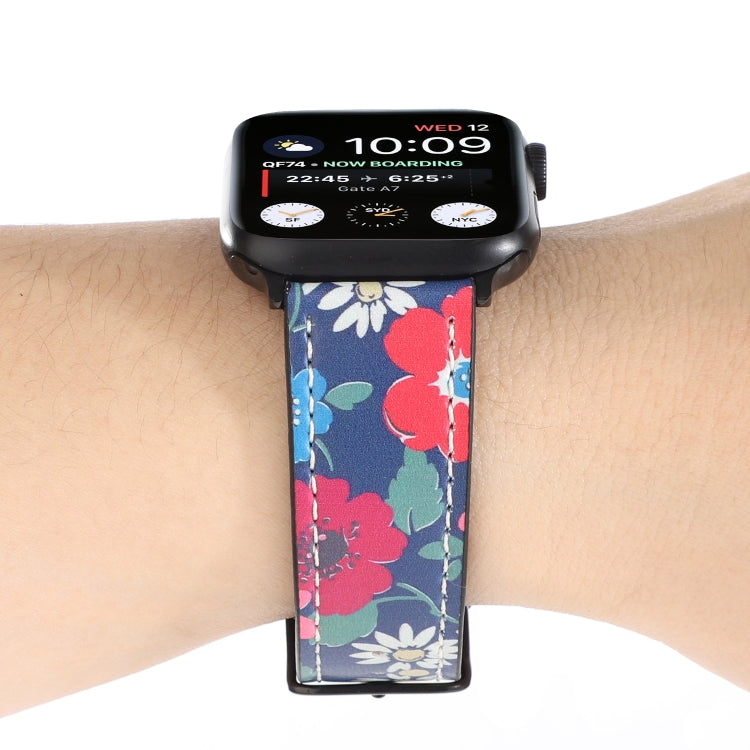 Printed Leather Watch Band For Apple Watch Series 9&8&7 41mm / SE 3&SE 2&6&SE&5&4 40mm / 3&2&1 38mm(F) by bashfashion
