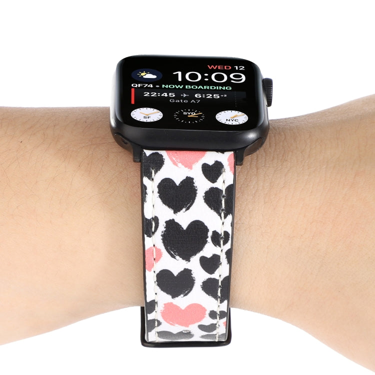 Printed Leather Watch Band For Apple Watch Series 9&8&7 41mm / SE 3&SE 2&6&SE&5&4 40mm / 3&2&1 38mm(G) by bashfashion