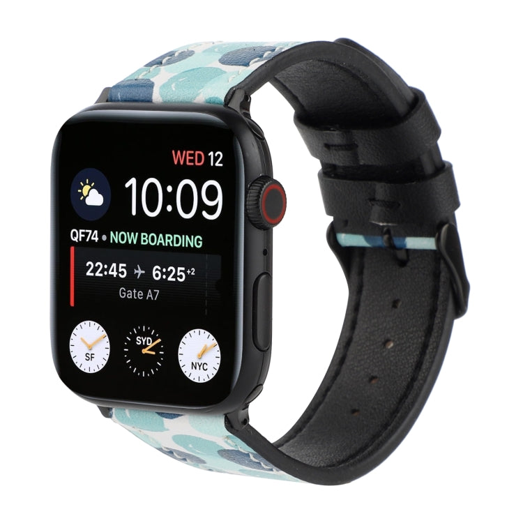 Printed Leather Watch Band For Apple Watch Series 9&8&7 41mm / SE 3&SE 2&6&SE&5&4 40mm / 3&2&1 38mm(H) by bashfashion