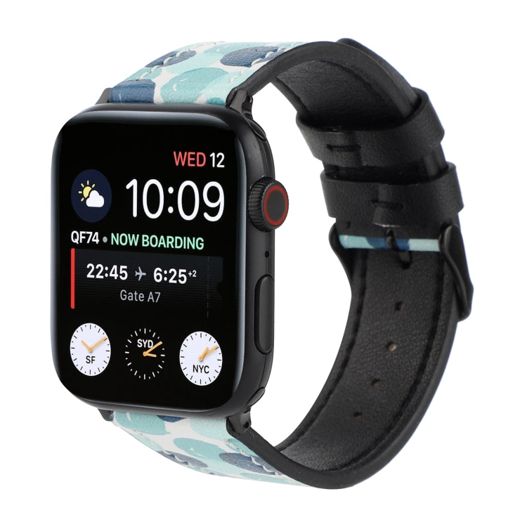 Printed Leather Watch Band For Apple Watch Series 9&8&7 41mm / SE 3&SE 2&6&SE&5&4 40mm / 3&2&1 38mm(H) by bashfashion