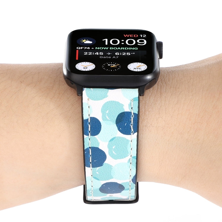 Printed Leather Watch Band For Apple Watch Series 9&8&7 41mm / SE 3&SE 2&6&SE&5&4 40mm / 3&2&1 38mm(H) by bashfashion
