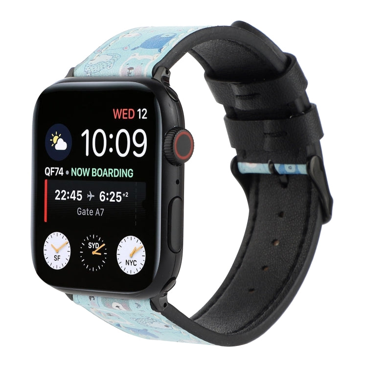 Printed Leather Watch Band For Apple Watch Series 9&8&7 41mm / SE 3&SE 2&6&SE&5&4 40mm / 3&2&1 38mm(K) by bashfashion