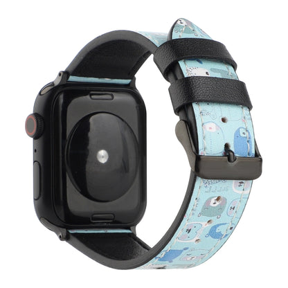 Printed Leather Watch Band For Apple Watch Series 9&8&7 41mm / SE 3&SE 2&6&SE&5&4 40mm / 3&2&1 38mm(K) by bashfashion