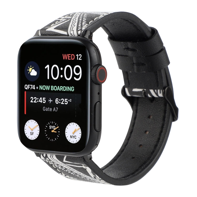 Printed Leather Watch Band For Apple Watch Series 9&8&7 41mm / SE 3&SE 2&6&SE&5&4 40mm / 3&2&1 38mm(L) by bashfashion