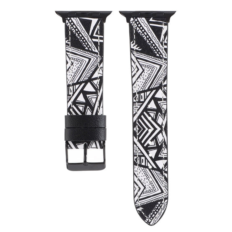 Printed Leather Watch Band For Apple Watch Series 9&8&7 41mm / SE 3&SE 2&6&SE&5&4 40mm / 3&2&1 38mm(L) by bashfashion
