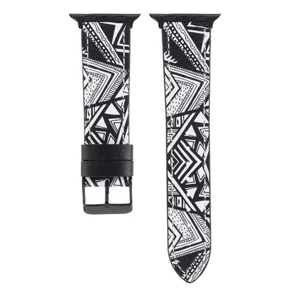 Printed Leather Watch Band For Apple Watch Series 9&8&7 41mm / SE 3&SE 2&6&SE&5&4 40mm / 3&2&1 38mm(L) by bashfashion