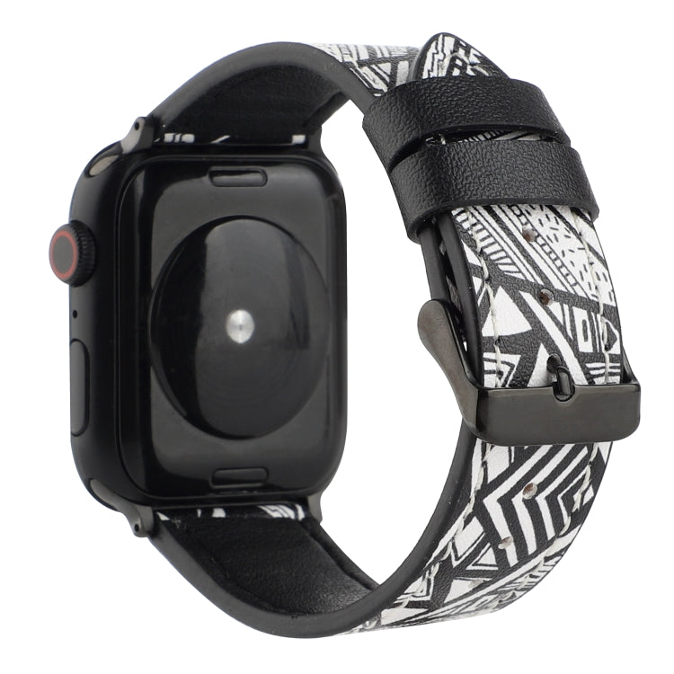 Printed Leather Watch Band For Apple Watch Series 9&8&7 41mm / SE 3&SE 2&6&SE&5&4 40mm / 3&2&1 38mm(L) by bashfashion