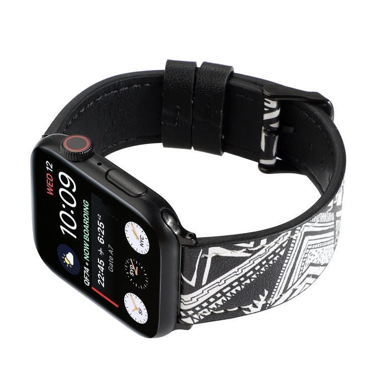 Printed Leather Watch Band For Apple Watch Series 9&8&7 41mm / SE 3&SE 2&6&SE&5&4 40mm / 3&2&1 38mm(L) by bashfashion