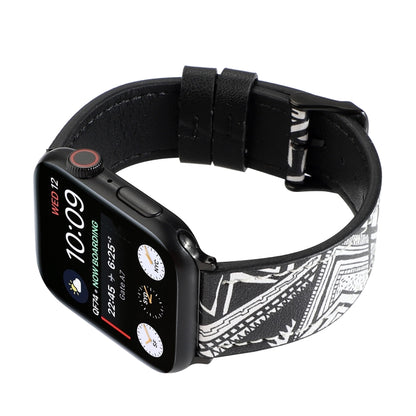Printed Leather Watch Band For Apple Watch Series 9&8&7 41mm / SE 3&SE 2&6&SE&5&4 40mm / 3&2&1 38mm(L) by bashfashion
