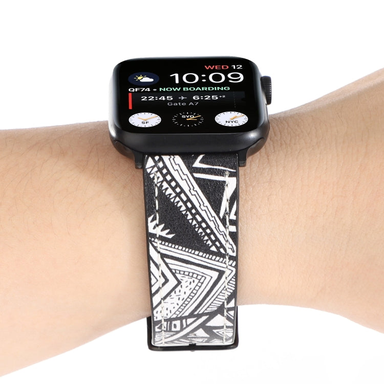 Printed Leather Watch Band For Apple Watch Series 9&8&7 41mm / SE 3&SE 2&6&SE&5&4 40mm / 3&2&1 38mm(L) by bashfashion