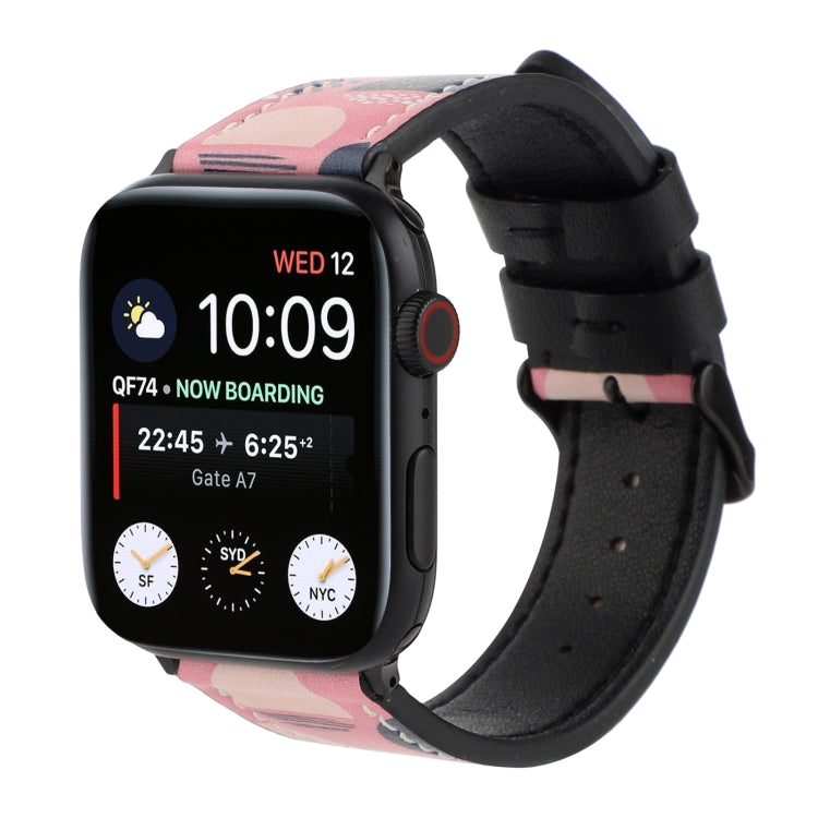 Printed Leather Watch Band For Apple Watch Series 9&8&7 41mm / SE 3&SE 2&6&SE&5&4 40mm / 3&2&1 38mm(M) by bashfashion