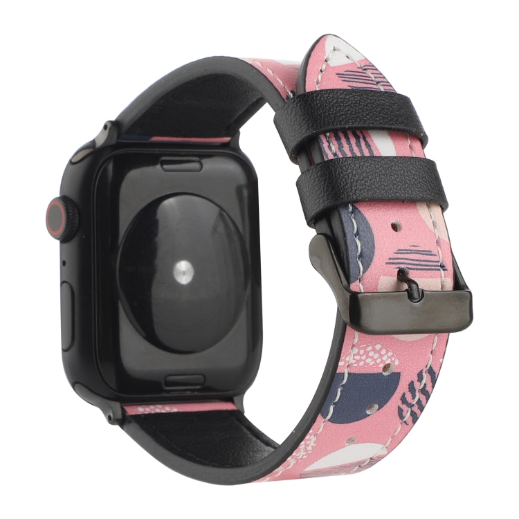 Printed Leather Watch Band For Apple Watch Series 9&8&7 41mm / SE 3&SE 2&6&SE&5&4 40mm / 3&2&1 38mm(M) by bashfashion