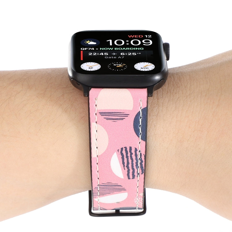 Printed Leather Watch Band For Apple Watch Series 9&8&7 41mm / SE 3&SE 2&6&SE&5&4 40mm / 3&2&1 38mm(M) by bashfashion