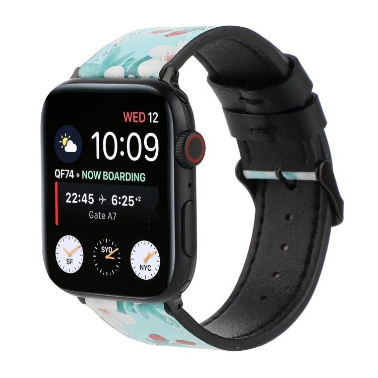 Printed Leather Watch Band For Apple Watch Series 9&8&7 41mm / SE 3&SE 2&6&SE&5&4 40mm / 3&2&1 38mm(N) by bashfashion