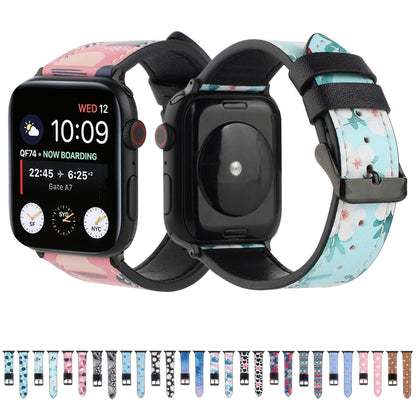 Printed Leather Watch Band For Apple Watch Series 9&8&7 41mm / SE 3&SE 2&6&SE&5&4 40mm / 3&2&1 38mm(F) by bashfashion
