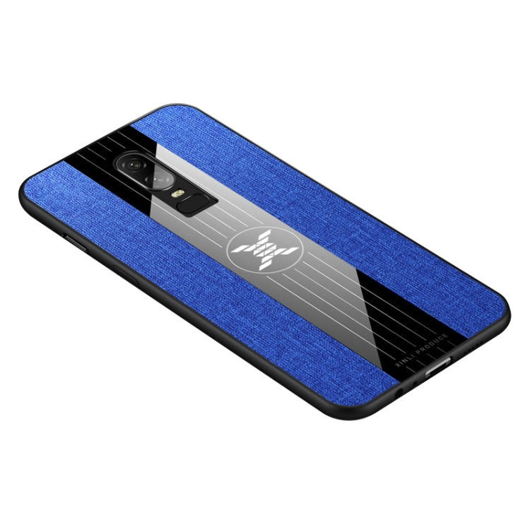 For OnePlus 6 XINLI Stitching Cloth Texture Shockproof TPU Protective Case(Blue) by XINLI