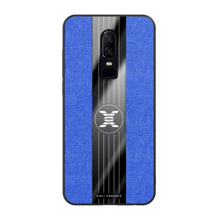 For OnePlus 6 XINLI Stitching Cloth Texture Shockproof TPU Protective Case(Blue) by XINLI