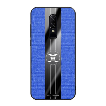 For OnePlus 6 XINLI Stitching Cloth Texture Shockproof TPU Protective Case(Blue) by XINLI