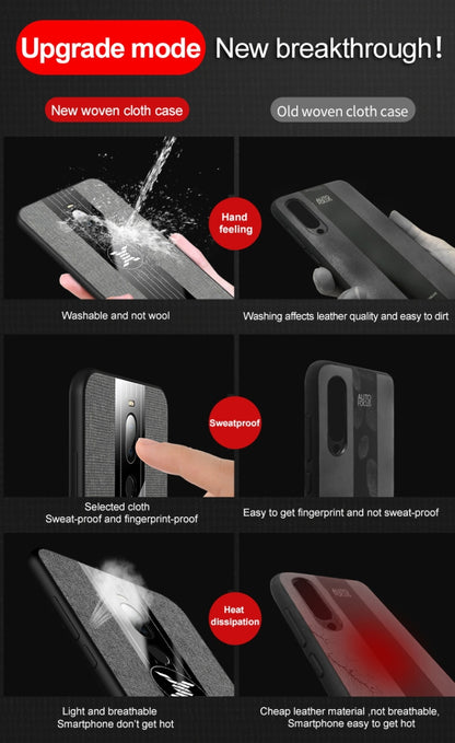 For Meizu Note 8 XINLI Stitching Cloth Texture Shockproof TPU Protective Case(Grey) by XINLI