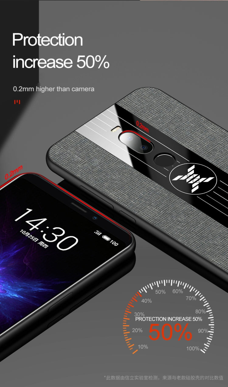 For Meizu Note 8 XINLI Stitching Cloth Texture Shockproof TPU Protective Case(Grey) by XINLI