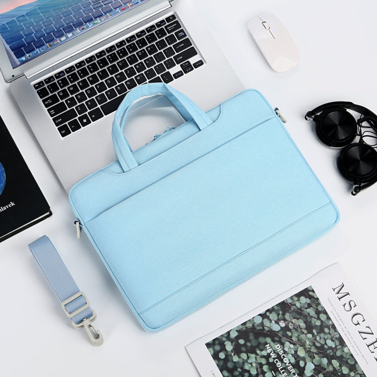 For 13.3-14 inch Laptop Multi-function Laptop Single Shoulder Bag Handbag(Light Blue) by bashfashion