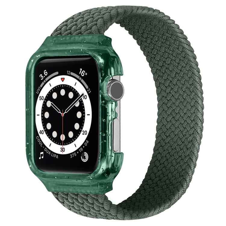 Weave Wrist Strap Watch Bands with Frame For Apple Watch Series 7 41mm / & 6 & SE & 5 & 4 40mm , Length:128mm(Dark Olive Green) by bashfashion