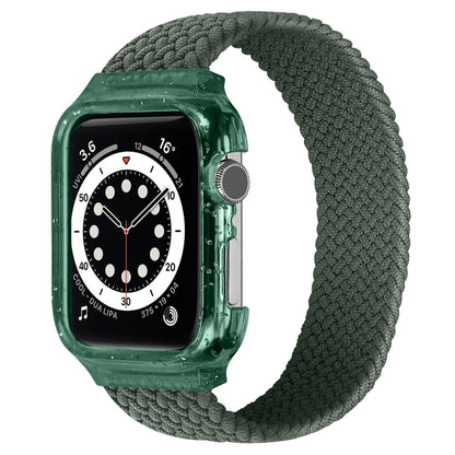 Weave Wrist Strap Watch Bands with Frame For Apple Watch Series 7 41mm / & 6 & SE & 5 & 4 40mm , Length:128mm(Dark Olive Green) by bashfashion