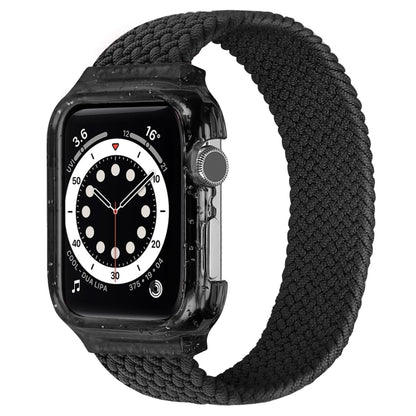 Weave Wrist Strap Watch Bands with Frame For Apple Watch Series 7 41mm / & 6 & SE & 5 & 4 40mm , Length:128mm(Black) by bashfashion
