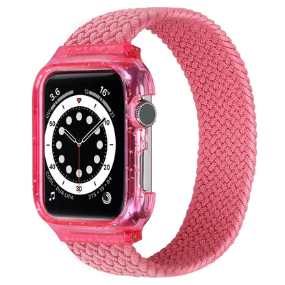 Weave Wrist Strap Watch Bands with Frame For Apple Watch Series 7 41mm / & 6 & SE & 5 & 4 40mm , Length:128mm(Bright Pink) by bashfashion
