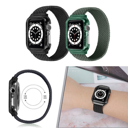 Weave Wrist Strap Watch Bands with Frame For Apple Watch Series 9&8&7 41mm / SE 3&SE 2&6&SE&5&4 40mm / 3&2&1 38mm, Length:150mm(Charcoal) by bashfashion