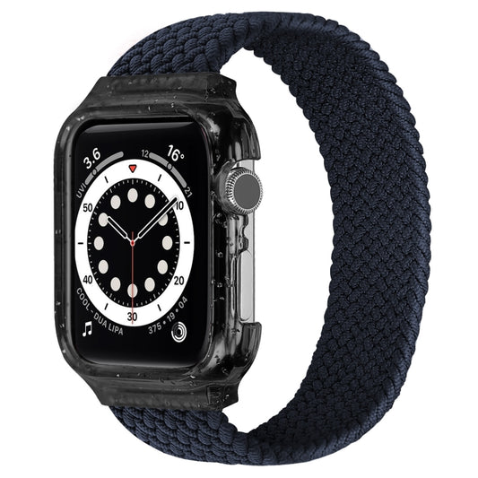 Weave Wrist Strap Watch Bands with Frame For Apple Watch Series 9&8&7 41mm / SE 3&SE 2&6&SE&5&4 40mm / 3&2&1 38mm, Length:155mm(Charcoal) by bashfashion