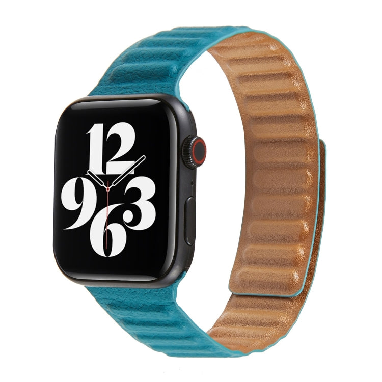 Loop Leather Watch Band For Apple Watch Series 7 41mm / 6 & SE & 5 & 4 40mm / 3 & 2 & 1 38mm(Peacock Green) by bashfashion