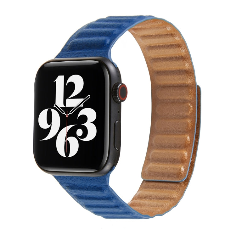 Loop Leather Watch Band For Apple Watch Series 7 41mm / 6 & SE & 5 & 4 40mm / 3 & 2 & 1 38mm(Midnight Blue) by bashfashion