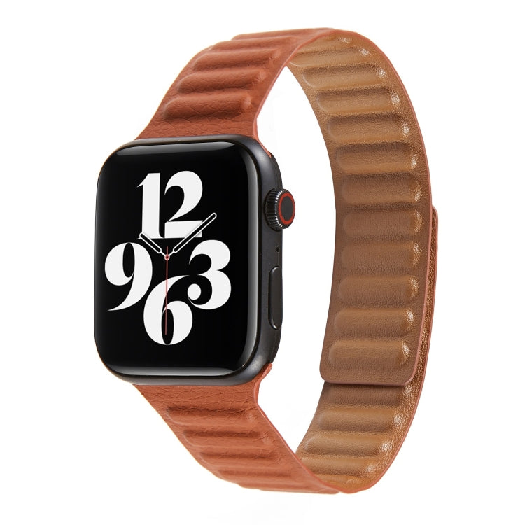 Loop Leather Watch Band For Apple Watch Series 7 41mm / 6 & SE & 5 & 4 40mm / 3 & 2 & 1 38mm(Saddle Brown) by bashfashion