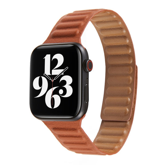 Loop Leather Watch Band For Apple Watch Series 7 41mm / 6 & SE & 5 & 4 40mm / 3 & 2 & 1 38mm(Saddle Brown) by bashfashion